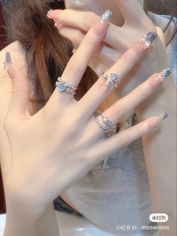 amethyst heart shaped ring set blue