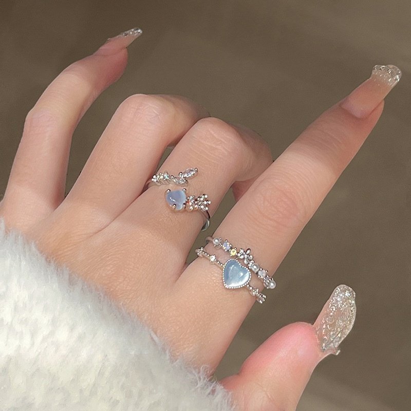 amethyst heart shaped ring set blue