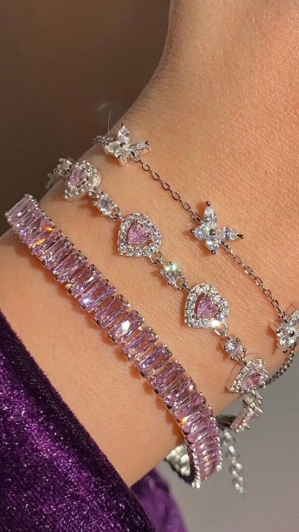 pink heart and diamond bracelet