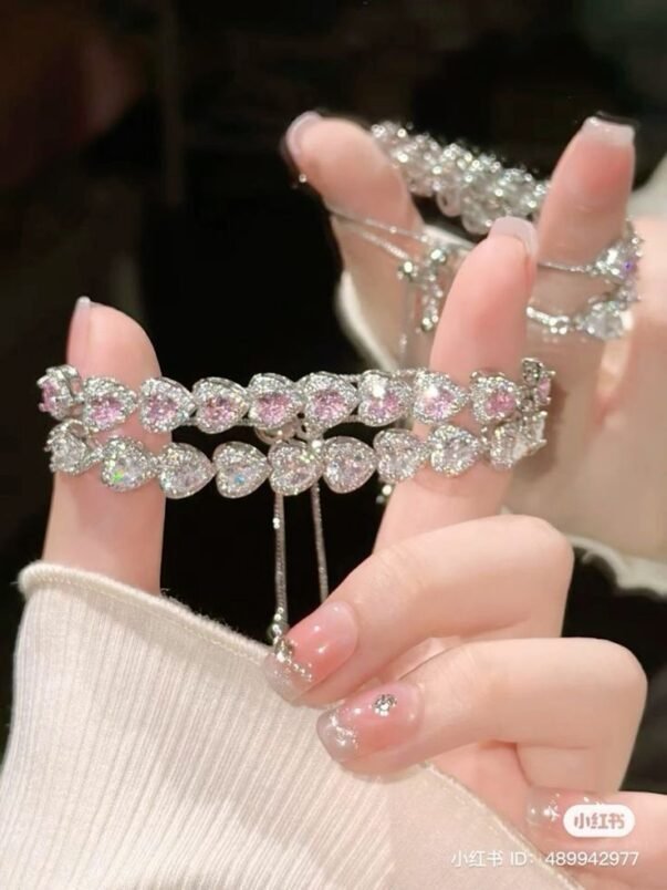 pink and silver bracelet